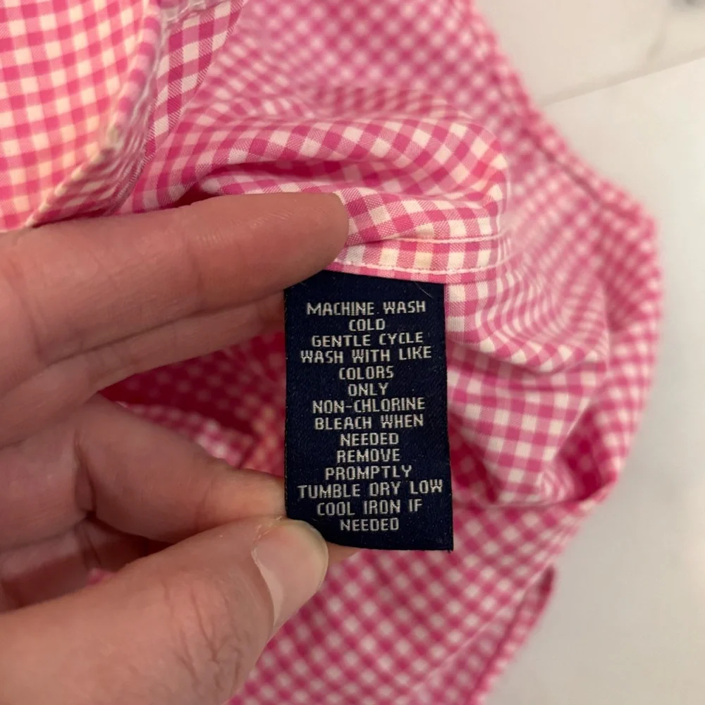 💕Chaps💕 Pink Gingham Button Down Shirt - Picture 4 of 5